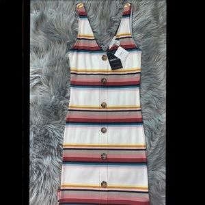 Knit midi multi color cream dress